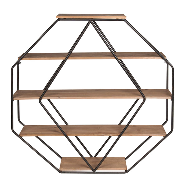 kate & laurel Lintz Wood Octagon Floating Wall Shelves