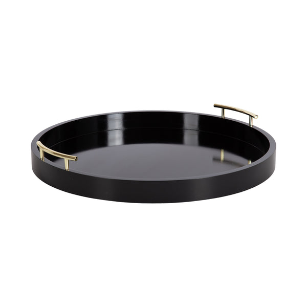 Kate & Laurel Lipton Round Decorative Tray With Metal Handles