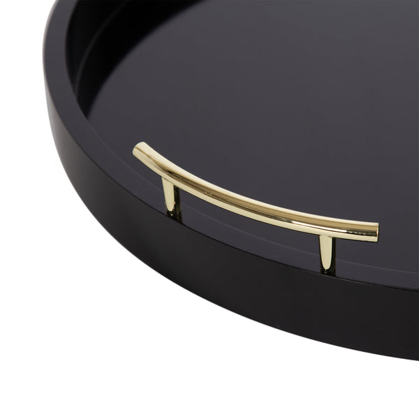 Kate & Laurel Lipton Round Decorative Tray With Metal Handles