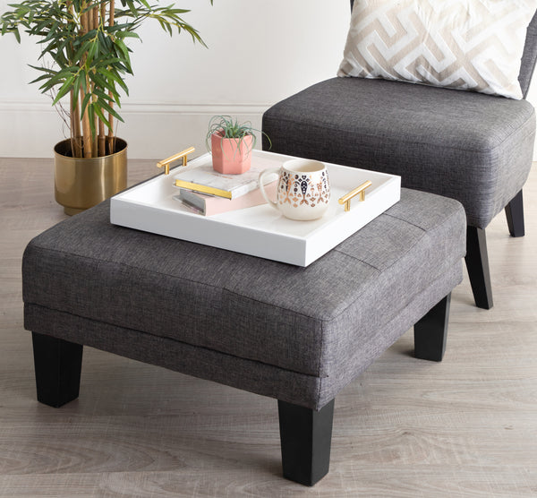 Kate & Laurel Lipton Square Decorative Wood Tray With Metal Handles