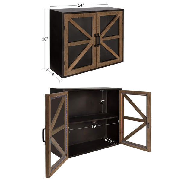 Kate & Laurel Mace Decorative Wall Mounted Rustic Wood And Metal 2-Door Cabinet
