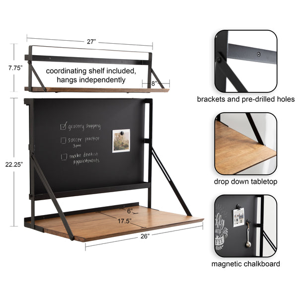 Kate & Laurel McAllister Wood And Metal Floating Desk With Chalkboard