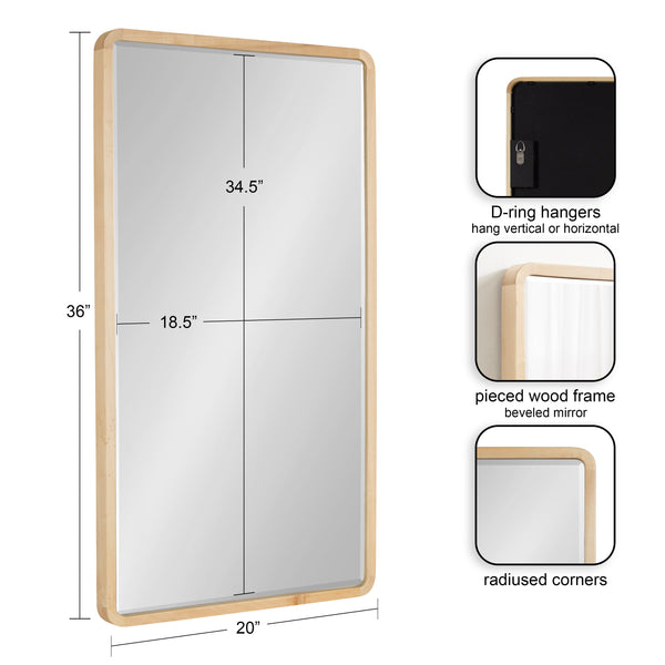 Kate & Laurel McLean Wood Radius Rectangle Wall Mirror