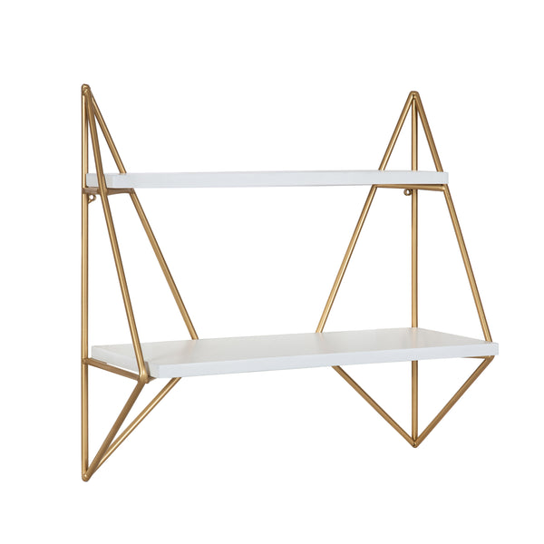 Kate & Laurel Melita 2 Tier Wood And Metal Wall Shelf