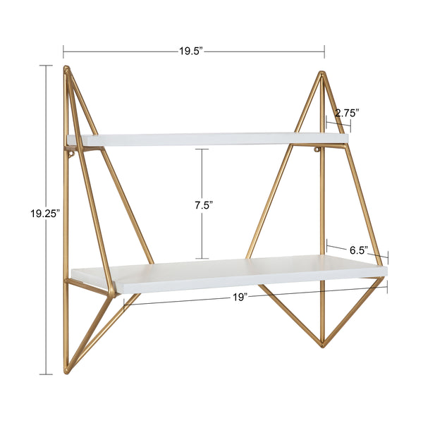 Kate & Laurel Melita 2 Tier Wood And Metal Wall Shelf