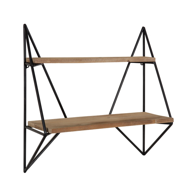 kate & laurel Melita 2 Tier Wood and Metal Wall Shelf