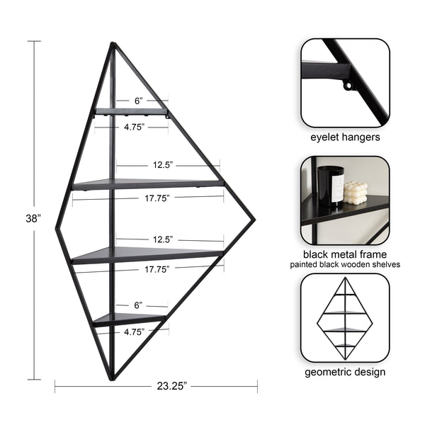 Kate & Laurel Melora Metal And Wood Corner Wall Shelf