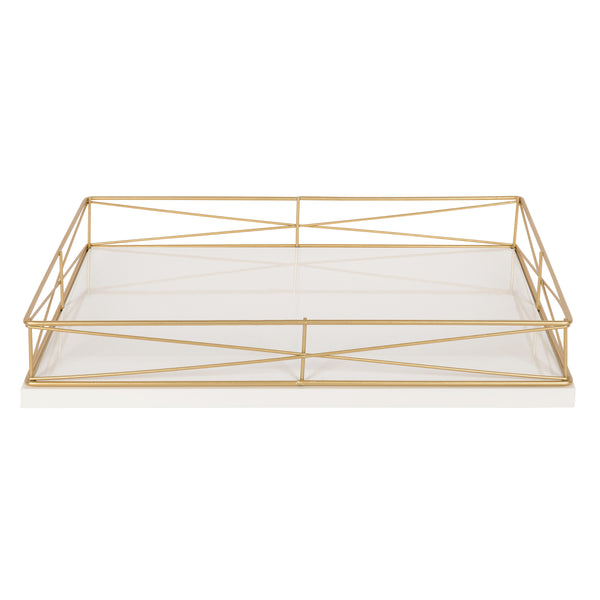 Kate & Laurel Mendel Rectangle Tray With Decorative Metal Rim