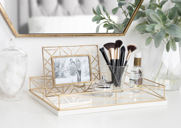 Kate & Laurel Mendel Rectangle Tray With Decorative Metal Rim