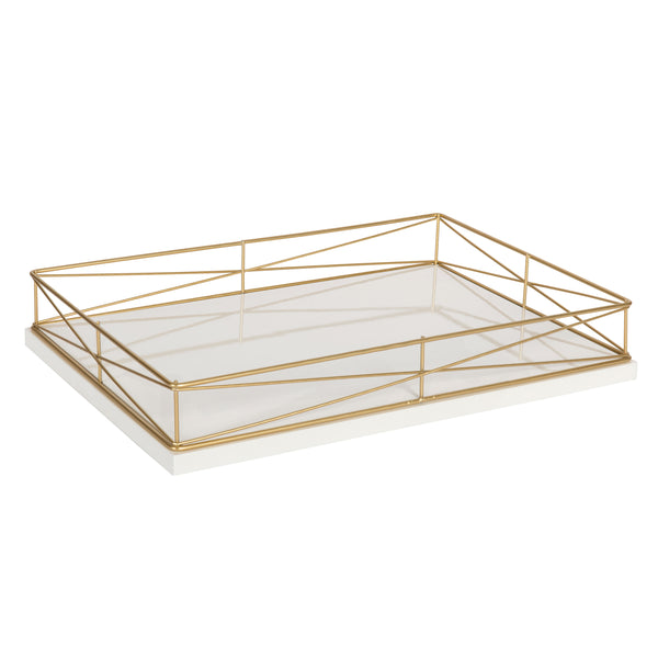kate & laurel Mendel Rectangle Tray with Decorative Metal Rim