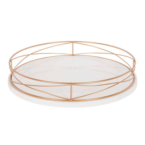 Kate & Laurel Mendel Round Tray With Decorative Metal Rim