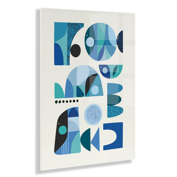 kate & laurel Mid Century Fish Blue Floating Acrylic Art by Rachel Lee of My Dream Wall