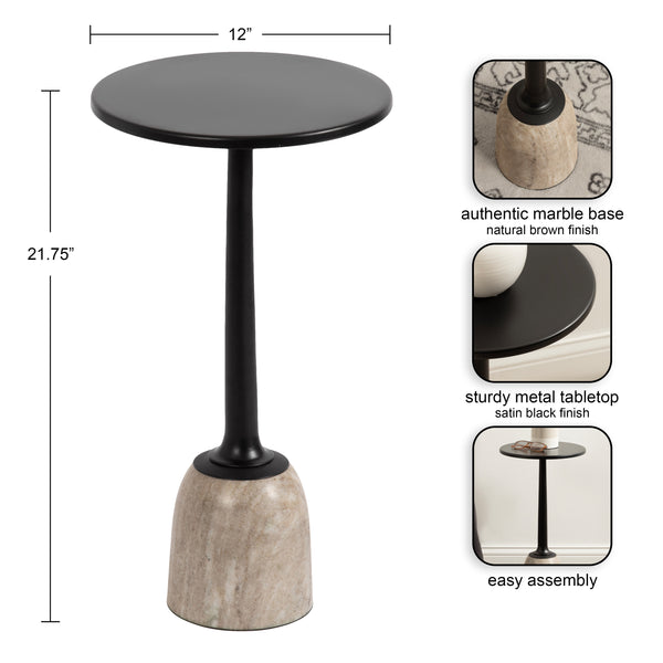 Kate & Laurel Nyall Round Metal And Marble Drink Table