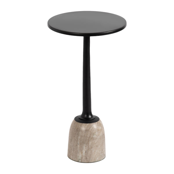 kate & laurel Nyall Round Metal and Marble Drink Table