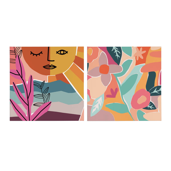 Kate & Laurel Peace Love Flowers Canvas Wall Art Set By Kate Aurelia Holloway