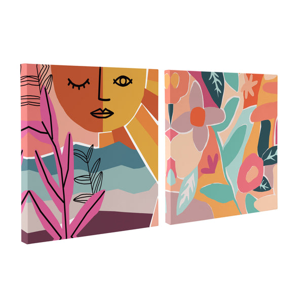 kate & laurel Peace Love Flowers Canvas Wall Art Set by Kate Aurelia Holloway