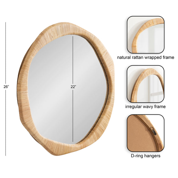 Kate & Laurel Rahfy Rattan Irregular Round Wall Mirror