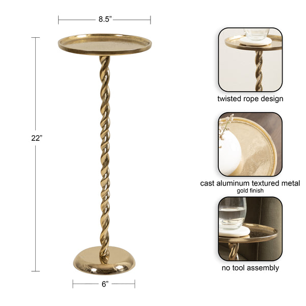 Kate & Laurel Ropa Metal Pedestal Table And Plant Stand