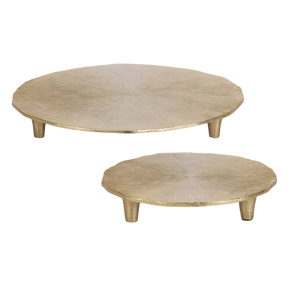kate & laurel Sancia Footed Round Metal Tray Set of 2
