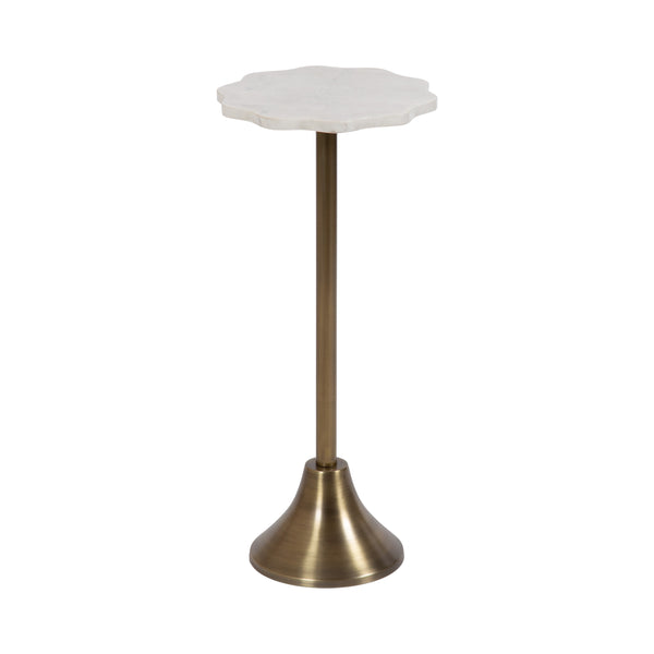 kate & laurel Sanzo Scalloped Marble and Metal Drink Table