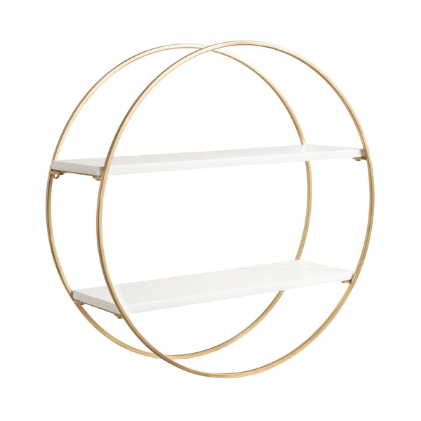 kate & laurel Sequoia Wood and Metal Round Wall Shelf