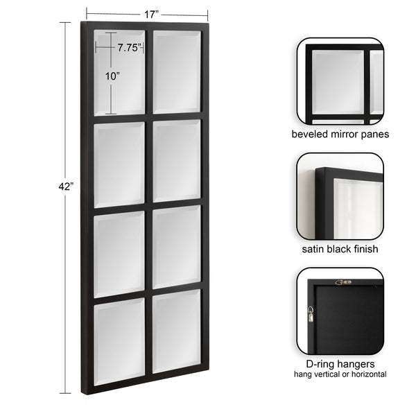 Kate & Laurel Stryker Windowpane Wood Framed Wall Mirror