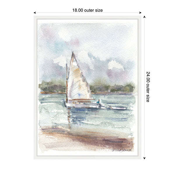 Kate & Laurel Sylvie 1 Maryanne Welch Chatham Fog Sailboat Framed Canvas By Patricia Shaw