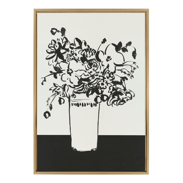 Kate & Laurel Sylvie 1043 Black And White Vase Framed Canvas By Teju Reval Of SnazzyHues