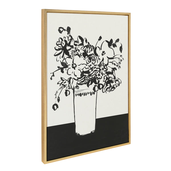 Kate & Laurel Sylvie 1043 Black And White Vase Framed Canvas By Teju Reval Of SnazzyHues