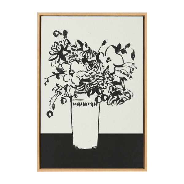 kate & laurel Sylvie 1043 Black and White Vase Framed Canvas by Teju Reval of SnazzyHues