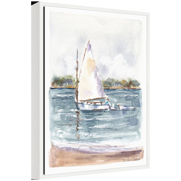 kate & laurel Sylvie 2 Maryanne Welch Chatham Fog Sailboat Framed Canvas by Patricia Shaw