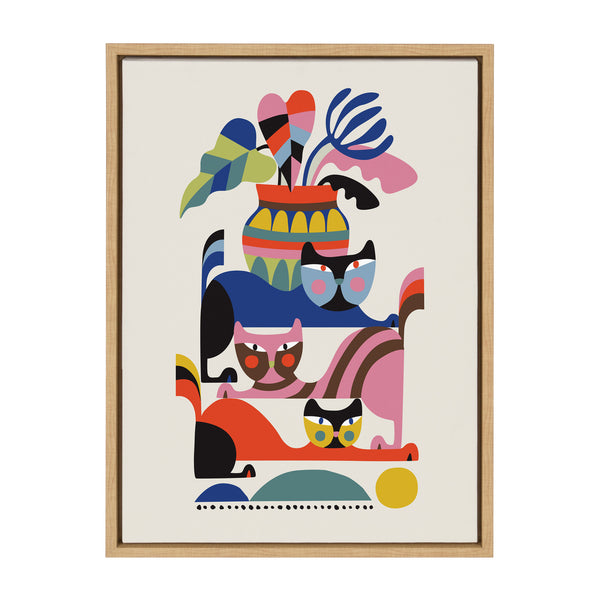 Kate & Laurel Sylvie 3 Cats Framed Canvas By Rachel Lee Of My Dream Wall