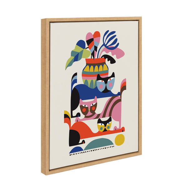 Kate & Laurel Sylvie 3 Cats Framed Canvas By Rachel Lee Of My Dream Wall