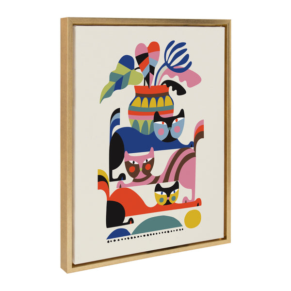 kate & laurel Sylvie 3 Cats Framed Canvas by Rachel Lee of My Dream Wall