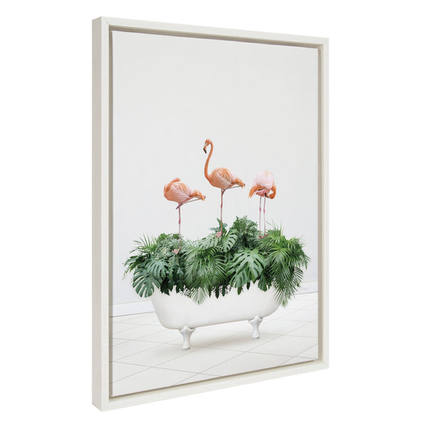 kate & laurel Sylvie 3 Flamingos In Vintage Bathtub Framed Canvas by Amy Peterson Art Studio