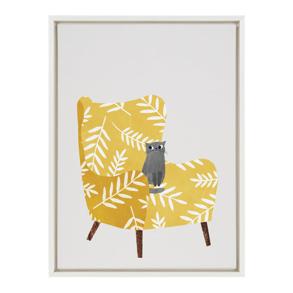 Kate & Laurel Sylvie 5 Mustard Chair Framed Canvas By Planet Cat
