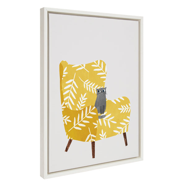 kate & laurel Sylvie 5 Mustard Chair Framed Canvas by Planet Cat