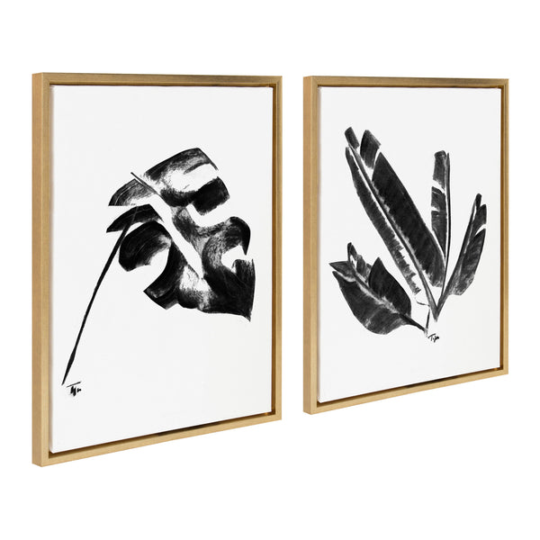 Kate & Laurel Sylvie 582 Monstera And 583 Banana Leaf Framed Canvas By Teju Reval Of SnazzyHues