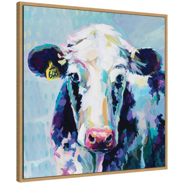 Kate & Laurel Sylvie 608 Cow Framed Canvas By Rachel Christopoulos