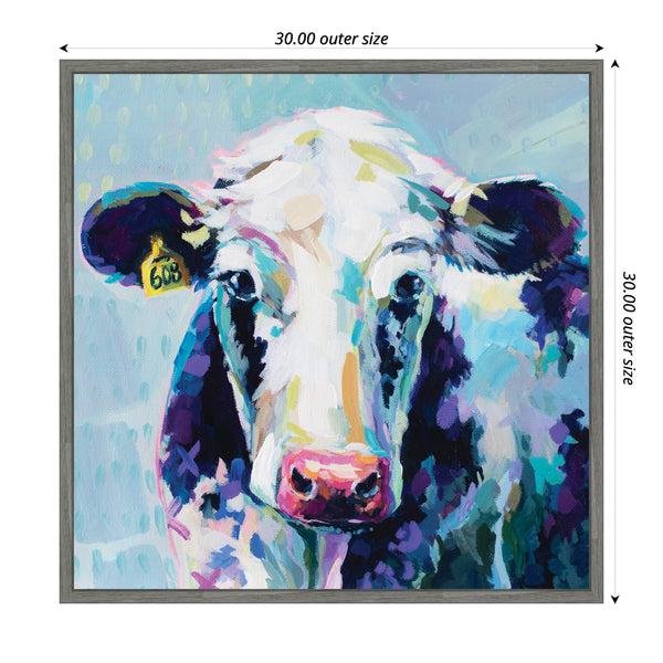 Kate & Laurel Sylvie 608 Cow Framed Canvas By Rachel Christopoulos
