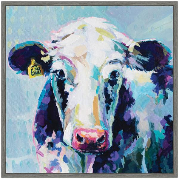Kate & Laurel Sylvie 608 Cow Framed Canvas By Rachel Christopoulos