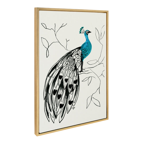 Kate & Laurel Sylvie 658 Peacock Framed Canvas By Teju Reval Of SnazzyHues