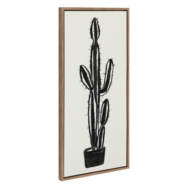 Kate & Laurel Sylvie 664 Cactus In Pot BW Framed Canvas By Teju Reval Of SnazzyHues