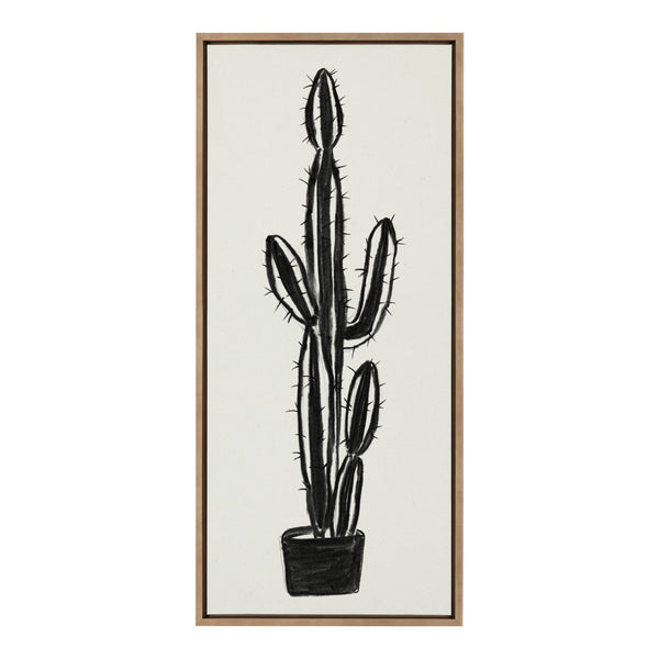 Kate & Laurel Sylvie 664 Cactus In Pot BW Framed Canvas By Teju Reval Of SnazzyHues