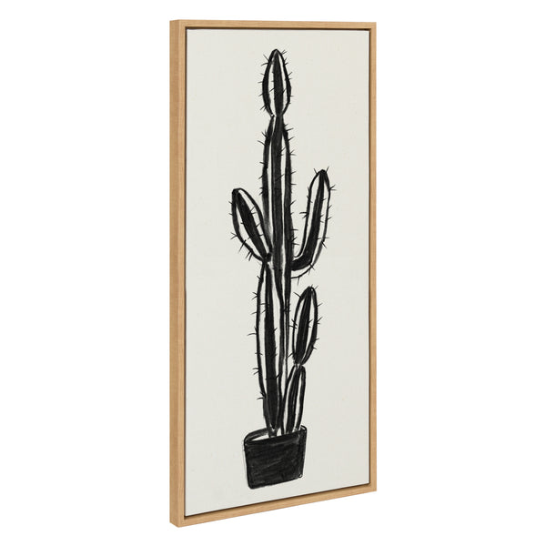 kate & laurel Sylvie 664 Cactus In Pot BW Framed Canvas by Teju Reval of SnazzyHues
