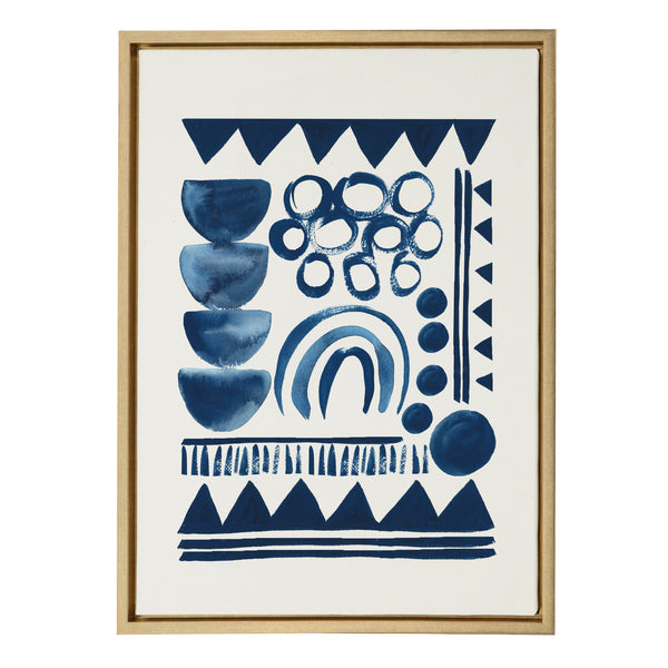 Kate & Laurel Sylvie 858 Indigo Abstract Framed Canvas By Teju Reval