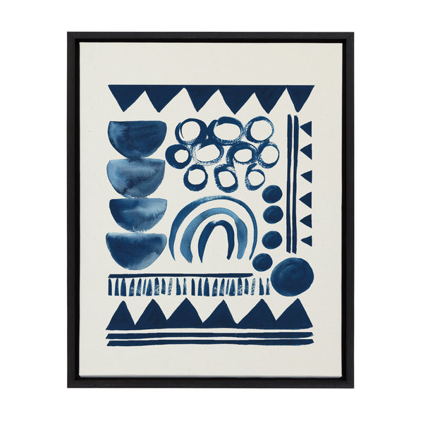 kate & laurel Sylvie 858 Indigo Abstract Framed Canvas by Teju Reval