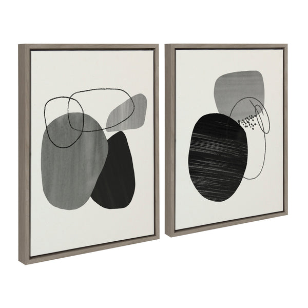 Kate & Laurel Sylvie 863 Abstract Rocks And 864 On The Rocks Framed Canvas Set By Teju Reval Of SnazzyHues