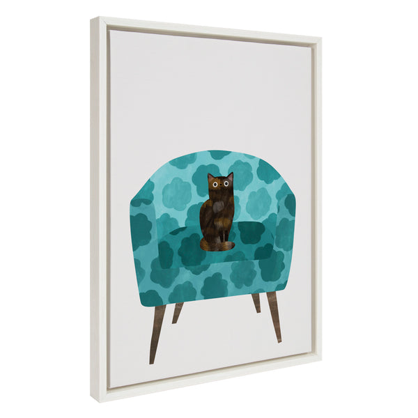 Kate & Laurel Sylvie 9 Teal Chair Framed Canvas By Planet Cat