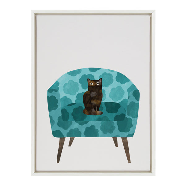 Kate & Laurel Sylvie 9 Teal Chair Framed Canvas By Planet Cat